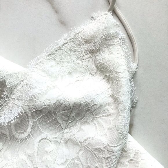NBD Lace Strap Back Ivory Mini Dress - Picture 3 of 3